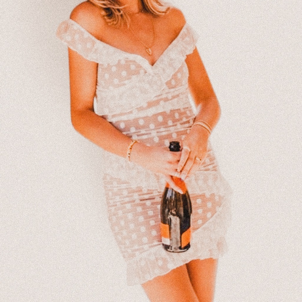 MAJORELLE White Polka Dot Mini Dress